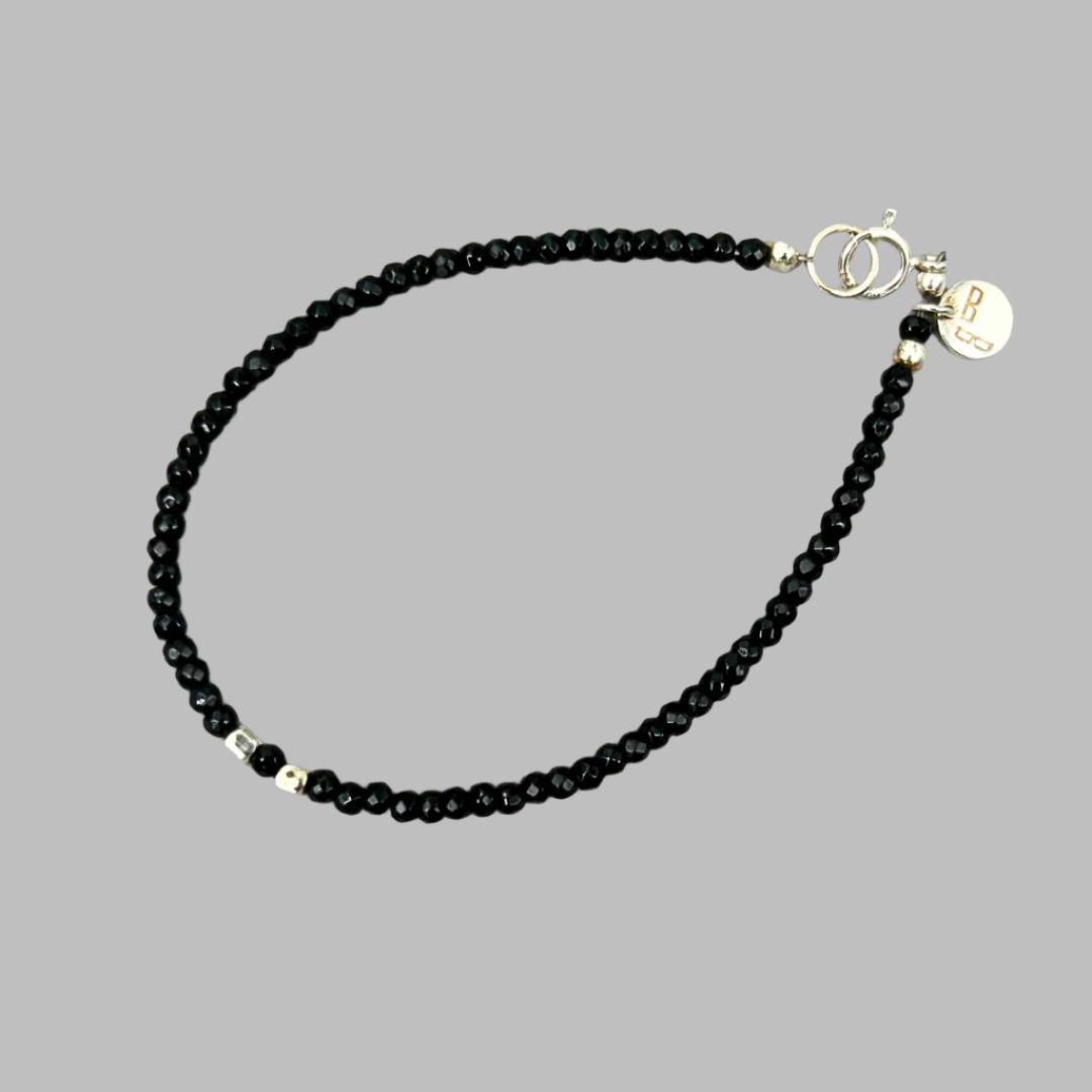 ★randomoff★ Black grand Aube Bracelet ROXX_0101 All Gender Bracelet │ Faceted Onyx and Sterling Silver