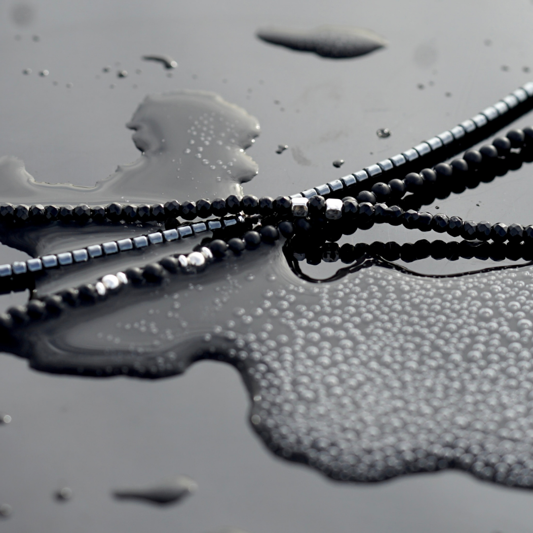 All Gender Bracelet │ Faceted Onyx and Sterling Silver
