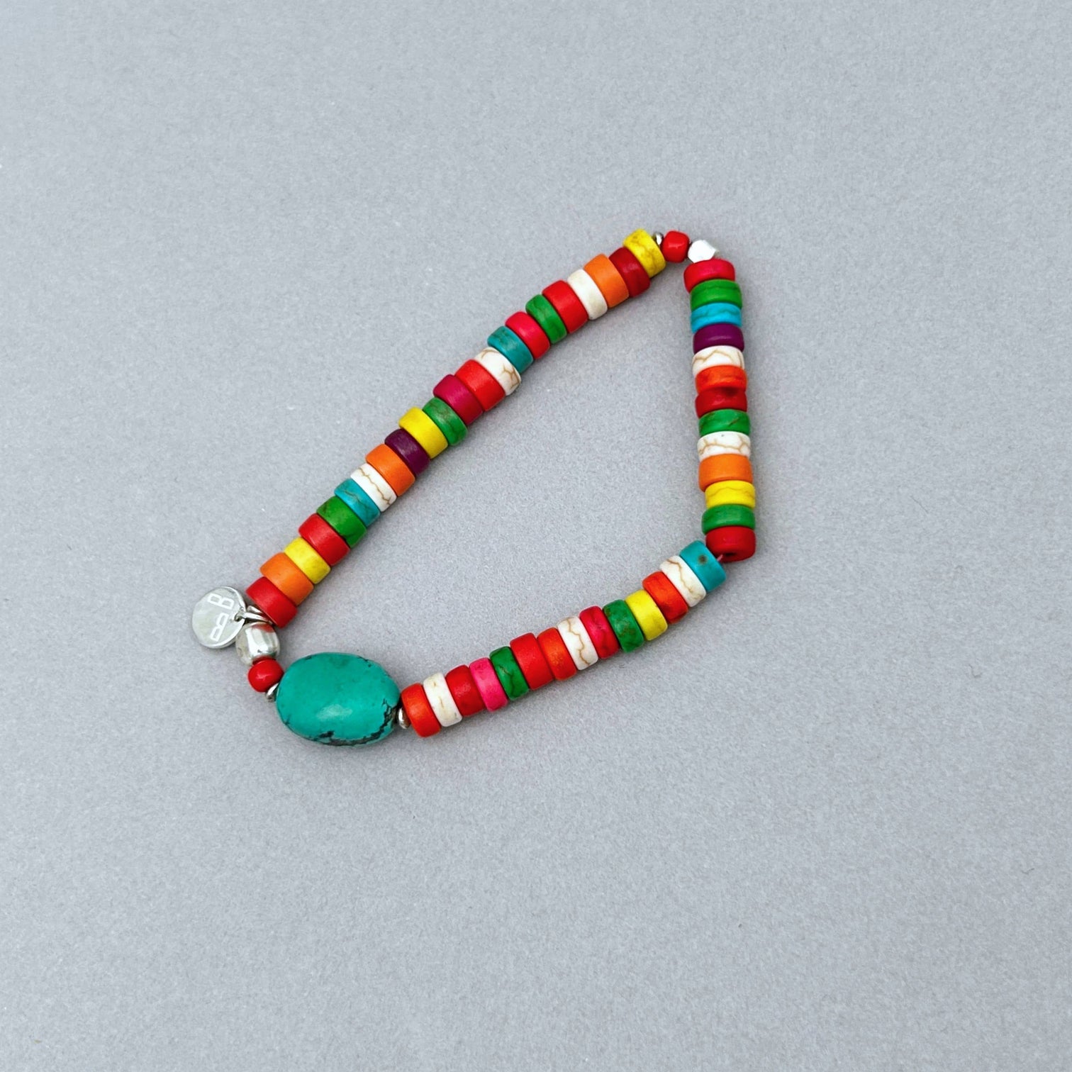 The Trixie Bracelet in rainbow-coloured Howlite Discs is the grown-up interpretation of the candy bracelets we used to wear when we were kids. 