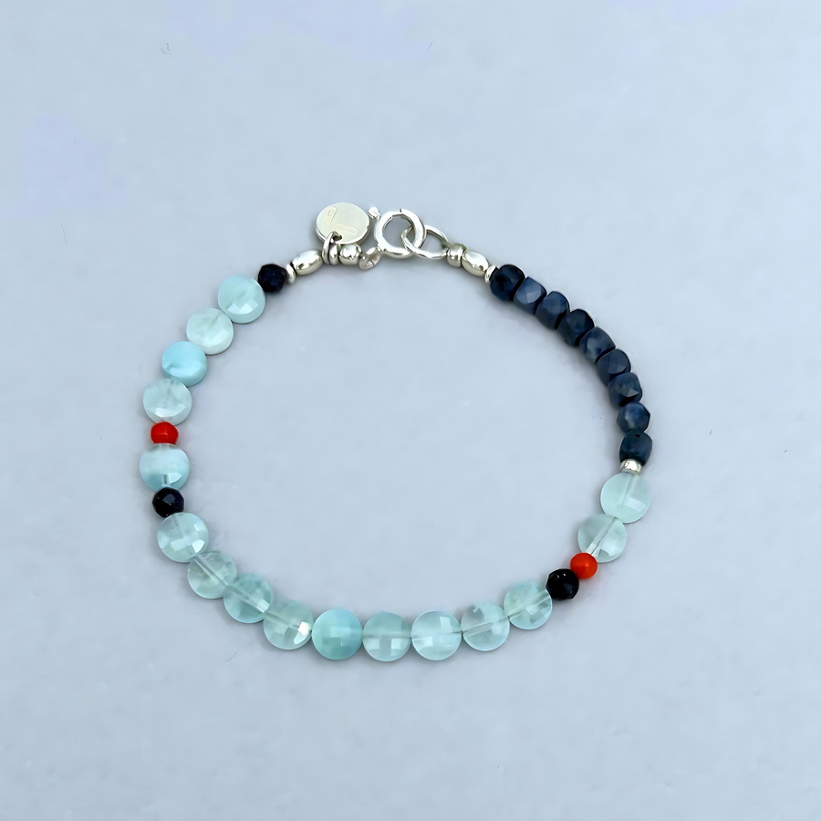 This LeBijouBijou Perfect Match Bracelet is a made with a combination of aquamarines and sapphires. 