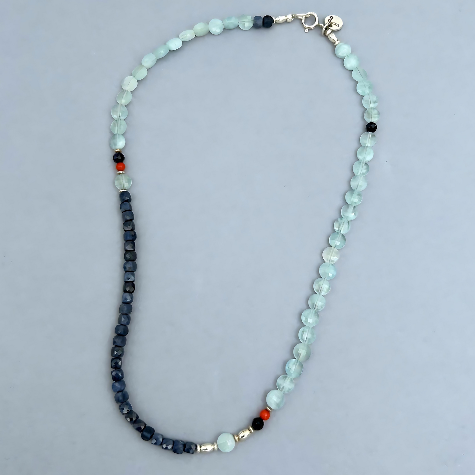 This LeBijouBijou Perfect Match Necklace is a made with a combination of aquamarines and sapphires. 