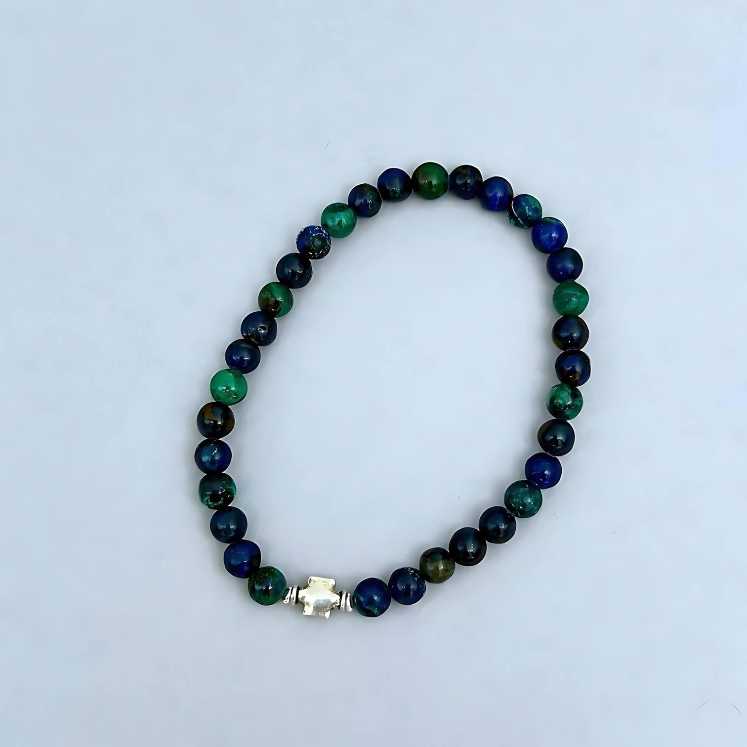Le BijjouBijou Men Bracelet Shades of Blue made with Azurite Malachite and a touch of silver.