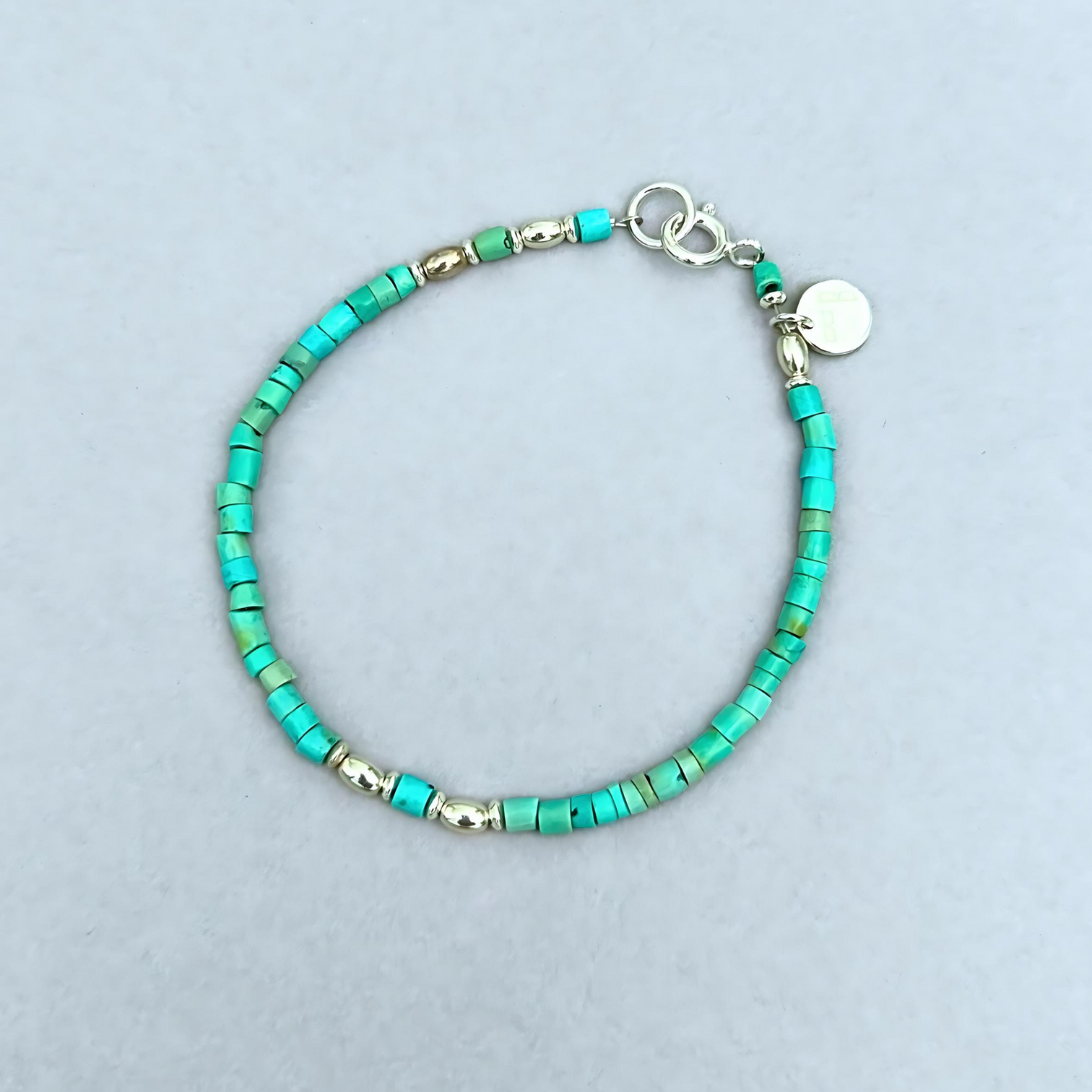 The LeBijouBijou Yara Bracelet is made with Turquoise Rondelles and a touch of silver