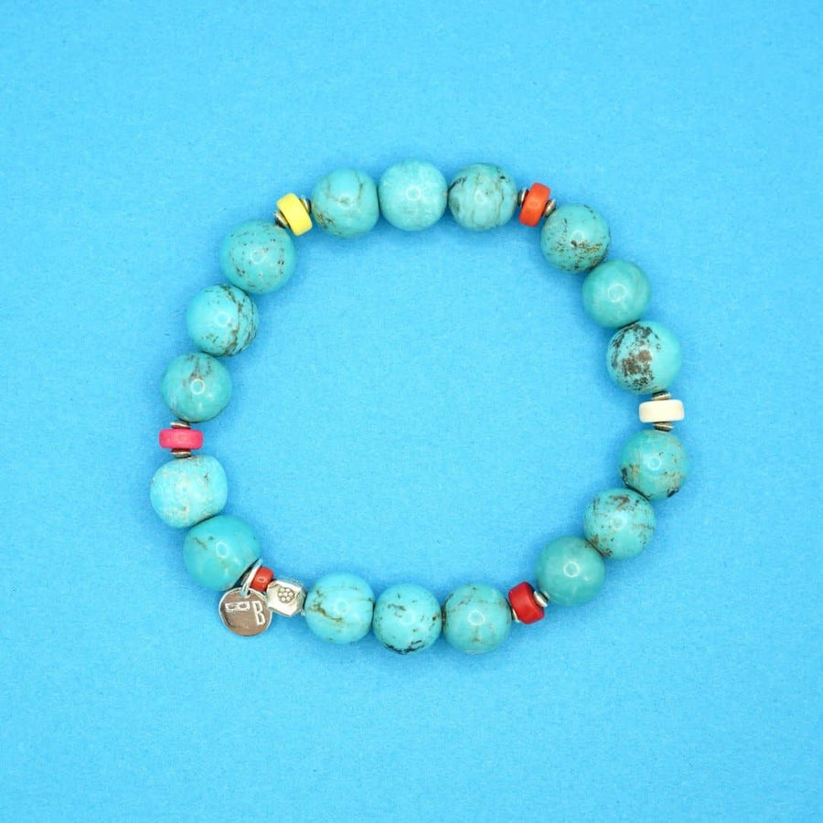 Product Shot of the Azzura Bracelet made with Turquoise and Howlite Discs.