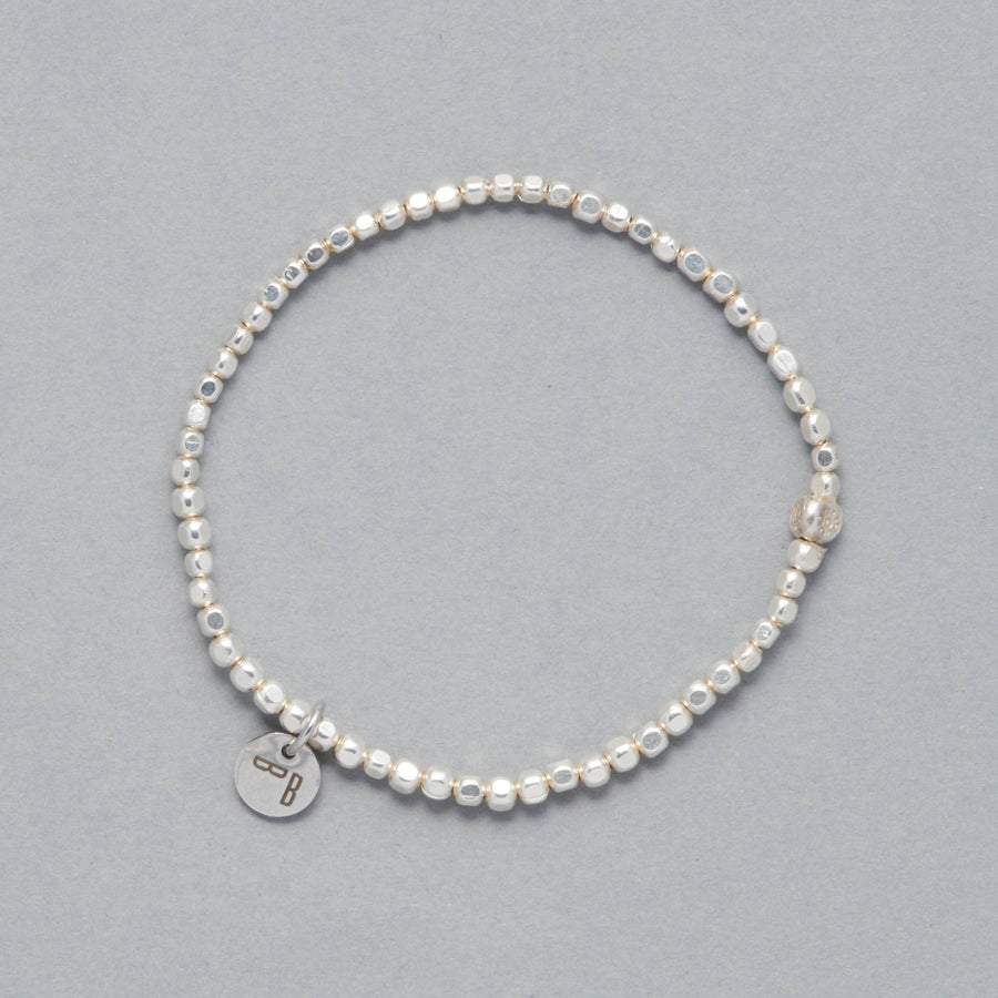 Product shot of the BIJOUBIJOU Sparkling Bracelet 01 made with octagonal-shaped Sterling Silver Beads. 