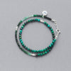 Product picture of the LE BIJOUBIJOU ESMERALDA Double Wrap Bracelet made with faceted Emeralds and faceted Chrysocolla.