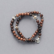 Product Image of the LE BIJOUBIJOU JOY Double Wrap Bracelet made with Ebony and Silver faceted stars. 