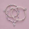 Product shot of the the three different sterling silver My Touch of Silver bracelets for girls 